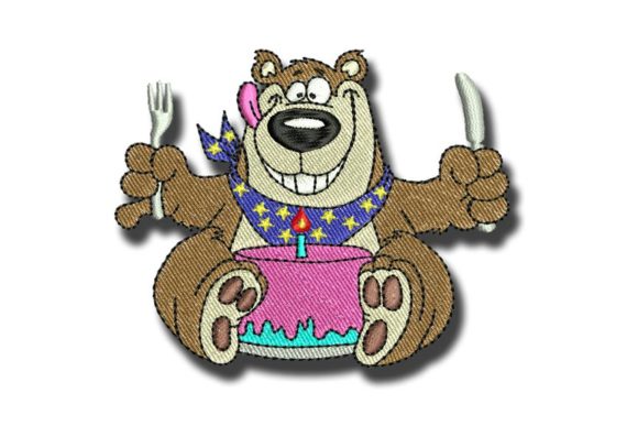 Birthday Bear Embroidery Design