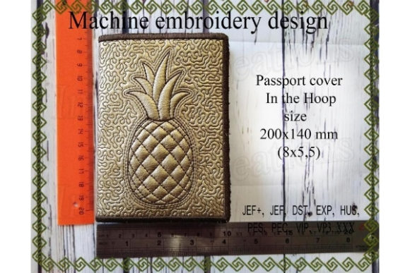 Passport Cover Pineapple Embroidery