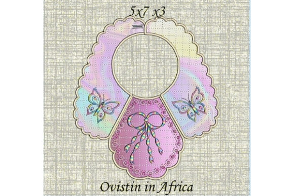 Pink Butterfly Baby Bib for Small Hoops